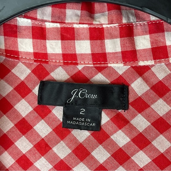 J Crew Red White Gingham Button Up Shirt 2 - Picture 8 of 10